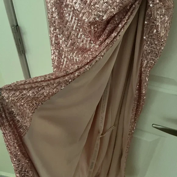 Mac Duggal Pink Sequin Backless Dress